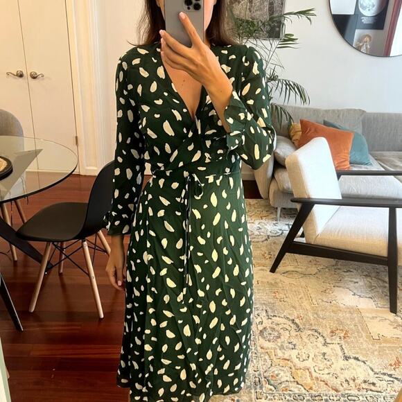 Reformation Mulberry wrap midi dress Fen green size 1X XL - Picture 1 of 7